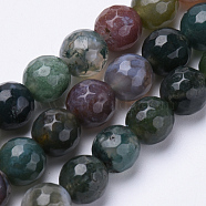 Natural Indian Agate Beads Strands, Faceted, Round, 6mm, Hole: 1mm, about 62pcs/strand, 15.3 inch(G-S281-23-6mm)