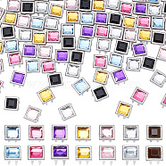 105Pcs 7 Colors Brass Rhinestone Claw Beads, Fashion Nailhead Studs, Punk Diamond Spikes Rivets, Square, Mixed Color, 0.9x0.9x0.28cm, 15pcs/color(KK-WR0001-02)