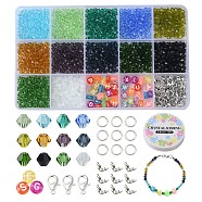 DIY Letter Bracelet Necklace Making Kit, Including Glass & Acrylic Beads, Elastic Thread, Alloy Clasps, Mixed Color, 1310Pcs/set(DIY-YW0006-77)
