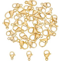 PVD Vacuum Plating 304 Stainless Steel Lobster Claw Clasps, Golden, 30pcs/box(STAS-UN0005-12G)