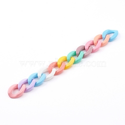 Opaque Spray Painted Acrylic Twist Chains, Quick Link Chains, Colorful, 23x17x5mm, about 39.37 inch(1m)/strand(AJEW-JB00908)