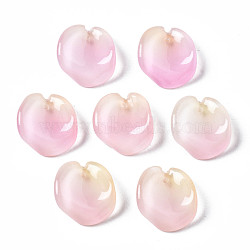 Two Tone Spray Painted Glass Pendants, Petal, Pearl Pink, 20~21x18~19x7~8mm, Hole: 1mm(GLAA-N042-003-D02)