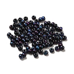 6/0 Opaque Glass Seed Beads, Round Hole, Rondelle, Black, 4~4.5x3~4mm, Hole: 0.8~1.5mm(SEED-P005-A10)