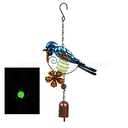 Wind Chimes, Iron Art Bird Pendant Decorations with Glow in the Dark Ball, Blue, 340x180mm(PW23040450504)