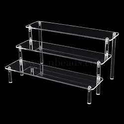 3-Tier Assembled Transparent Acrylic Organizer Display Risers, for Action Figures, Cosmetic, Favor Goods Storage, Clear, Finish Product: 30x22.8x14.5cm(ODIS-WH0029-85A)