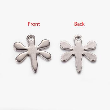 201 Stainless Steel Dragonfly Charms, Stainless Steel Color, 11x10x1mm, Hole: 0.5mm