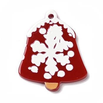 Printed  Acrylic Pendants, for Christmas, Christmas Bell Pattern, 34x27.5x2mm, Hole: 1.6mm