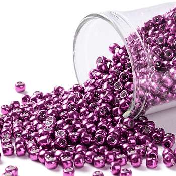 TOHO Round Seed Beads, Japanese Seed Beads, (563) Hot Pink Metallic, 8/0, 3mm, Hole: 1mm, about 222pcs/10g