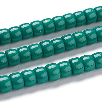 K9 Glass Beads Strands, Imitation Jade Glass Beads, Column, Teal, 8~8.5x5.5~6mm, Hole: 1.4mm, about 67pcs/Strand, 15.83 inch(40.2cm)
