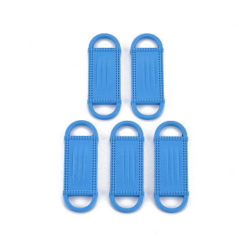 Spray Painted Alloy Link Connectors, Cadmium Free & Lead Free, Surgical Mask, Dodger Blue, 28x10x2mm, Hole: 7x3mm