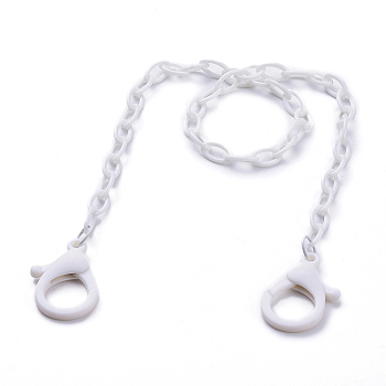 Personalized ABS Plastic Cable Chain Necklaces, Handbag Chains, with Lobster Claw Clasps, White, 18.97 inch(48.2cm)