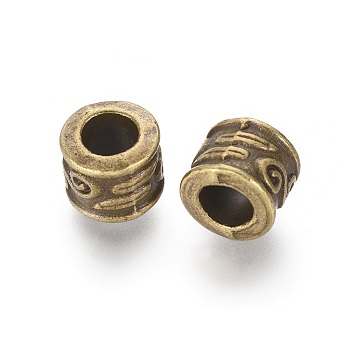 Large Hole Beads, Alloy European Beads, Antique Bronze, Lead Free and Cadmium Free & Nickel Free, Column, 8.5x7mm, Hole: 5mm