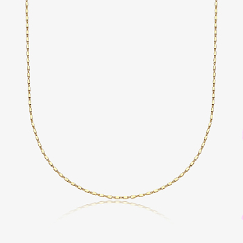 925 Sterling Silver Link Chain Necklaces, Fashionable and Simple, Golden, 15.75 inch(400mm)