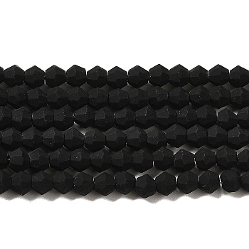 Imitate Austrian Crystal Frosted Glass Beads Strands, Grade AA, Faceted Bicone, Black, 3.5x3mm, Hole: 0.7mm, about 162~185pcs/strand, 13.15~14.61 inch(33.4~37.1cm)