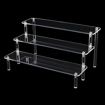 3-Tier Assembled Transparent Acrylic Organizer Display Risers, for Action Figures, Cosmetic, Favor Goods Storage, Clear, Finish Product: 30x22.8x14.5cm