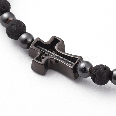 Natural Lava Rock Beads Stretch Bracelets(BJEW-JB04802)-4