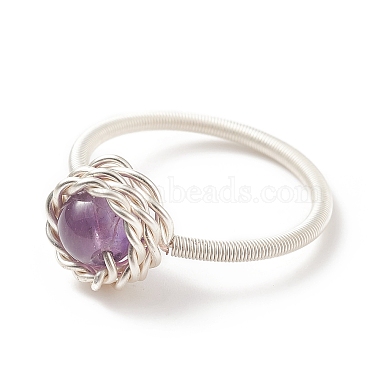 Natural Amethyst Round Finger Ring(RJEW-TA00057-01)-5