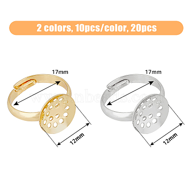 Hobbiesay 20pcs 2 couleurs paramètres d'anneau de tamis en laiton réglables(KK-HY0003-21)-2