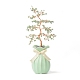 Natural Green Aventurine Chips with Brass Wrapped Wire Money Tree on Ceramic Vase Display Decorations(DJEW-B007-01E)-1