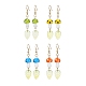 4 Pairs 4 Colors Mushroom Lampwork & Glass Leaf Dangle Earrings(EJEW-TA00305)-1