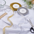 2 Rolls 2 Colors Organza Ribbon, Glitter Metallic Ribbon, Sparkle Ribbon, Mixed Color, 5/8 inch(15mm), about 25.00 Yards(22.86m)/Roll, 1roll/color(ORIB-LP0001-03)