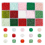 15 Colors Glass Seed Beads, Round Beads, Mixed Color, 2~3x1.5~2mm, Hole: 0.8~1mm,  about 800pcs/color(SEED-HY0001-15B)