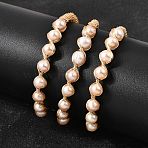 Brass Wire Wrapped Natural  Pearl Cuff Bangles for Women, Round, Rack Plating, Long-Lasting Plated, Golden, Inner Diameter: 2.24 inch(5.7cm)(BJEW-D453-05G)