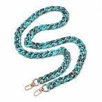 Acrylic Twisted Chain Bag Decorative Chains, with Alloy Clasps, Bag Replacement Accessories, Light Gold, Light Sea Green, 120mm(HJEW-YW00116-01)