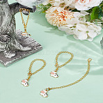 4Pcs Alloy Enamel Wine Glass Charms, Cattle, with Iron Chain & Alloy Lobster Claw Clasps, Golden, 144mm(HJEW-LP00034)