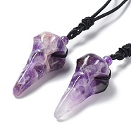 Natural Amethyst Plague Doctor Pendant Necklace with Nylon Rope, 33.39~35.59 inch(84.8~90.4cm)(NJEW-H009-01-10)