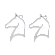 Non-Tarnish 201 Stainless Steel Pendants, Horse, Stainless Steel Color, 22x17x1.5mm, Hole: 1.8mm(X-STAS-T063-167P)