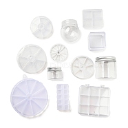 (Defective Closeout Sale: Some Scratched) Plastic Bead Storage Containers, Mixed Shapes, White, 5.6~14.3x4.4~13.1cm, Inner Diameter: 5.6~8.7x4.4~10.7cm(CON-XCP0001-22)