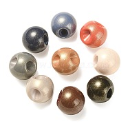 UV Plating Opaque Acrylic European Beads, Large Hole Beads, with Gold Powder, Round, Mixed Color, 19x19mm, Hole: 4mm(OACR-F006-07)