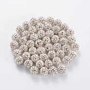 Polymer Clay Rhinestone Beads, Pave Disco Ball Beads, Grade A, Crystal, PP11(1.7~1.8mm), 8mm, Hole: 1.5mm(RB-H284-8MM-001)