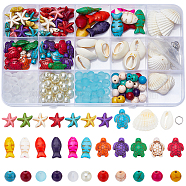 DIY Ocean Theme Bracelet Making Kit, Including Synthetical Turquoise & Glass Beads, Natural Shell Pendants & Beads, Mixed Color, 220~222Pcs/box(DIY-SC0023-34)