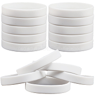 Flat Plain Silicone Cord Bracelet for Men Women, White, Inner Diameter: 2-1/2 inch(6.5cm)(BJEW-WH0016-32C)