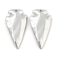 Electroplated Synthetic Non-Magnetic Hematite Pendants, Arrowhead Charms, Platinum Plated, 45x24x8mm, Hole: 1.9mm(G-C136-03D)