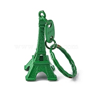 Alloy Keychain, with Eiffel Tower Pendants, Sea Green, 49x21mm(KEYC-WH0001-02J)