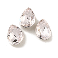 Glass Rhinestone Cabochons, Flat Back & Back Plated, Faceted, Teardrop, Rosaline, 6x4x2.5mm(RGLA-L029-19B-508)