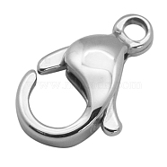 304 Stainless Steel Lobster Claw Clasps, Parrot Trigger Clasps, Manual Polishing, Stainless Steel Color, 16x10.5x4.7mm, Hole: 2.2mm(X-STAS-AB16)