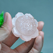 Natural Rose Quartz Lotus Display Decorations, Figurine Home Decoration, Reiki Energy Stone for Healing, 50mm(PW-WG65912-01)
