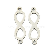 Non-Tarnish 201 Stainless Steel Connector Charms, Infinity Links, Stainless Steel Color, 20.5x6x1mm, Hole: 1.2mm(STAS-M015-17P)