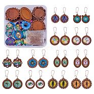 DIY Geometry Wood Earring Making Kit, Including Wood Cabochons Settings, Eye & Butterfly & Star Glass Cabochons, Iron Hoop Earring Findings, Mixed Color, 76pcs/box(DIY-SZ0008-51)