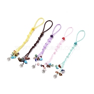 Braided Nylon Cord Macrame Pouch Pendant Decorations, Tumbled Gemstone Beaded Hanging Ornament, Interchangeable Stone, with Dyed Natural Wood Beads, Mixed Color, 166mm(AJEW-JB01126)