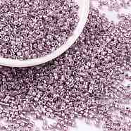 Cylinder Seed Beads, Metallic Colours, Uniform Size, Lilac, 2x1.5mm, Hole: 0.8mm, about 40000pcs/bag, 450g/bag(SEED-H001-D05)