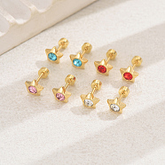 4 Pairs Elegant Set of Four Pairs of Fashionable and Versatile Earrings, Star, Real 18K Gold Plated, 8mm(BI7244-2)