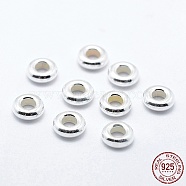 925 Sterling Silver Crimp Beads, Rondelle, Silver, 5~5.5x2mm, Hole: 2mm(STER-G027-26S-5mm)