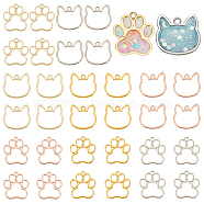 32Pcs 8 Styles Cat Head Paw Print Alloy Open Back Bezel Charms, for DIY UV Resin, Epoxy Resin, Pressed Flower Jewelry, Mixed Color, 30~32x29mm, 4pcs/style(PALLOY-OC0002-99)