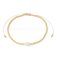 Natural Pearl & Seed Braided Bead Bracelets, Adjustable Bracelet, Oval, Wide: 2~5.5mm, Inner Diameter: 2~3-3/8 inch(5.2~8.7cm)(BJEW-JB09722-01)