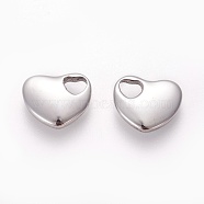 304 Stainless Steel Stamping Blank Tag Charms, Heart with Large Heart Hole, Manual Polishing, Stainless Steel Color, 13x15x3.5mm, Hole: 5x4mm(STAS-O119-26P)